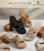 Beige Comfort Wedge Sandals with Cross-Strap Design - Image 2