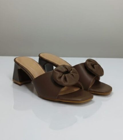 Rosette Block Heel Sliders for Women
