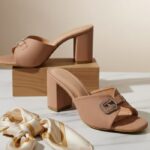 Buckle Block Heel Sliders for Women