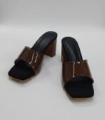 Patent Block Heel Sliders for Women